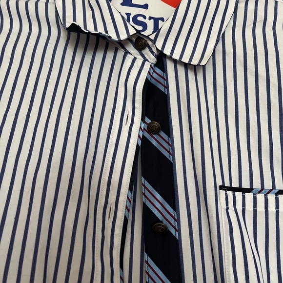EUC Brooks Brothers red fleece button-down, size 2, blue and white stripes - Picture 3 of 7